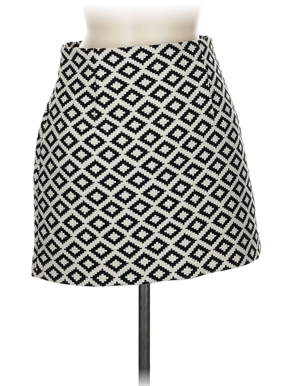 Zara Black and White Diamond-Print Mini Skirt